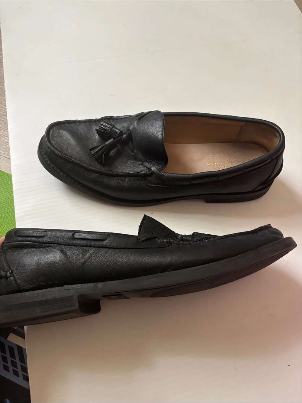 Polo by Ralph Lauren Black Leather Tassel Loafers - Slip-On